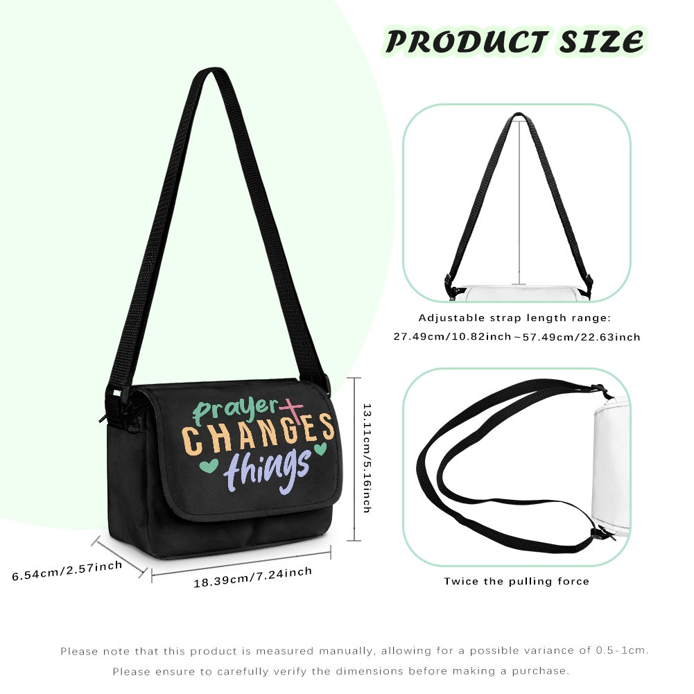 Prayer Changes Things Christian Kids Flap Crossbody Bag