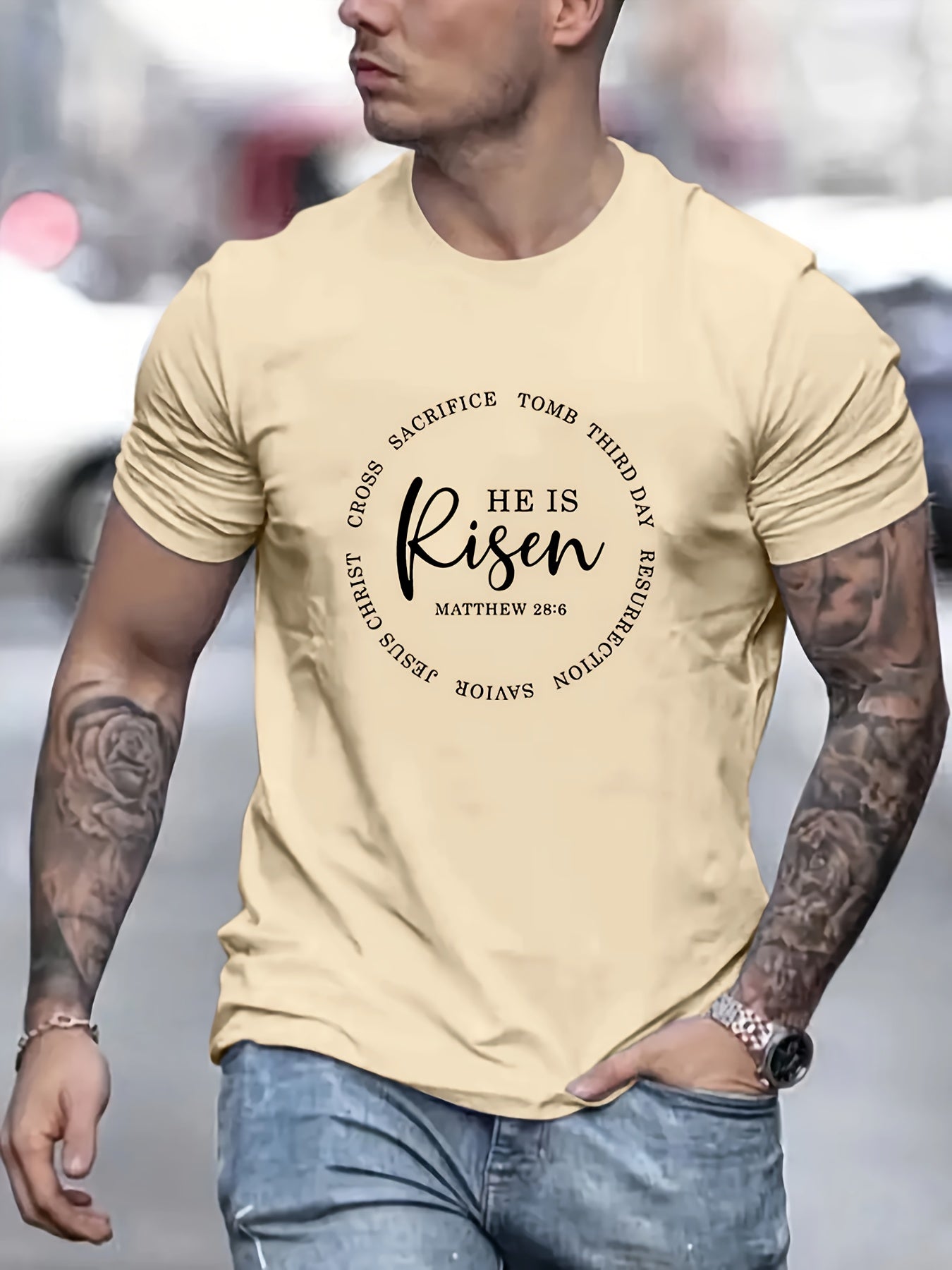 He Is Risen Men's Christian T-shirt claimedbygoddesigns