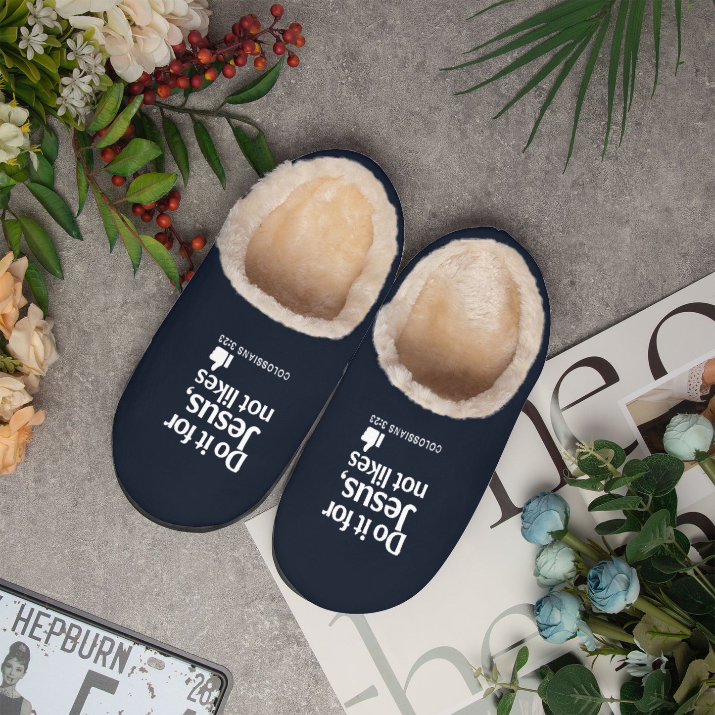 Do It For Him Christian Fluffy Bedroom Slippers - ClaimedbyGodDesigns