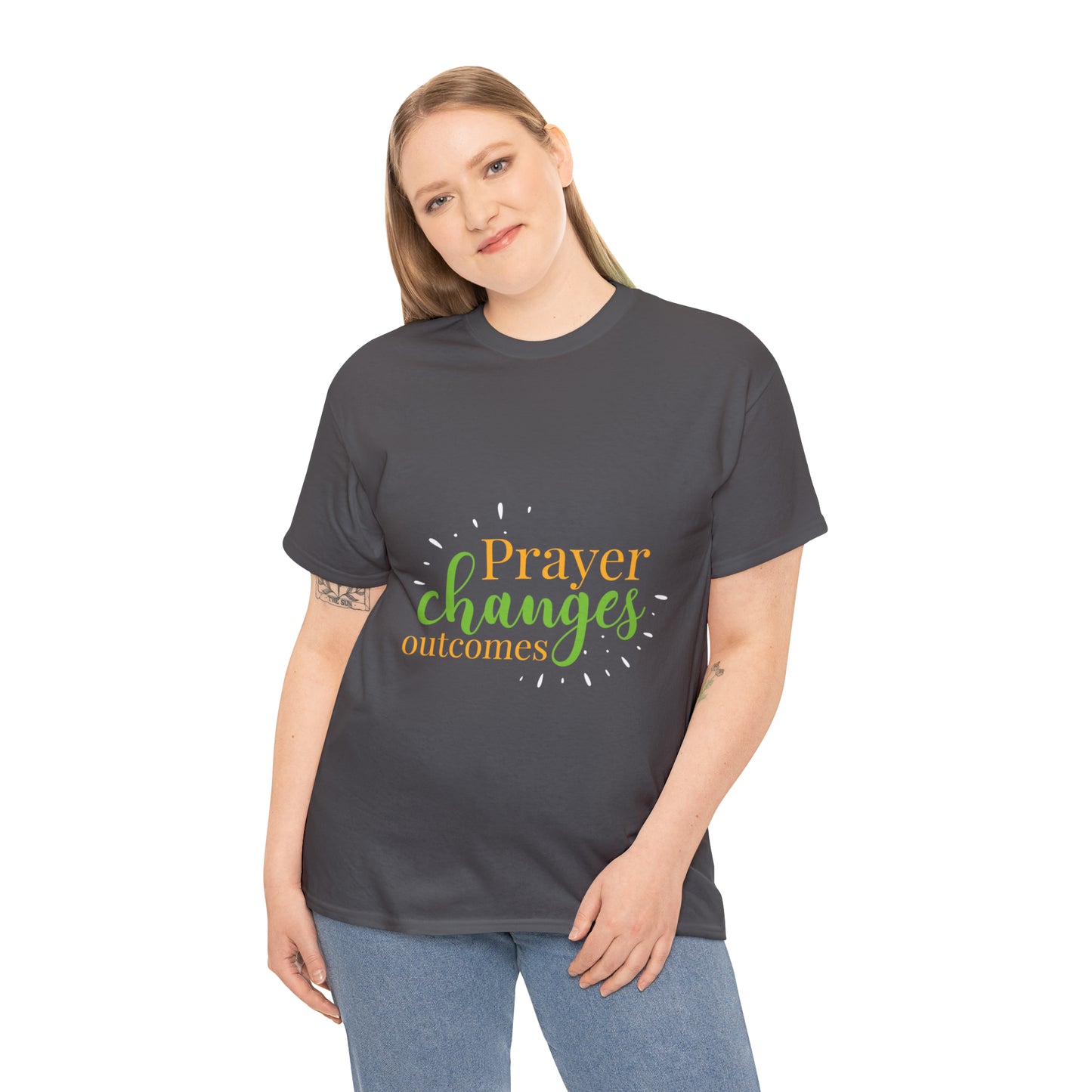 Prayer Changes Outcomes Unisex Heavy Cotton Tee