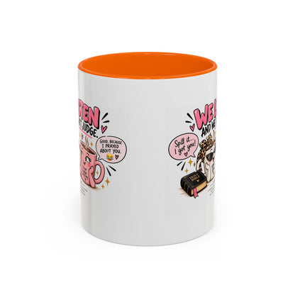 Coffee Mug — "We Listen and We Don't Judge" Inspirational Pink Ceramic Mug (11/15oz)