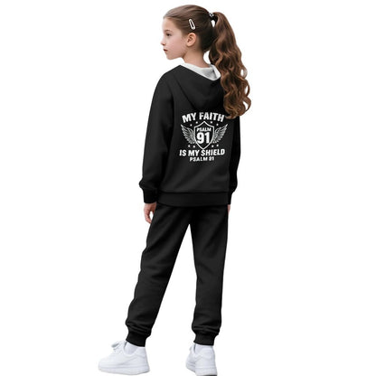 My Faith Is My Shield Youth Christian Zippered Sportswear Outfit - ClaimedbyGodDesigns