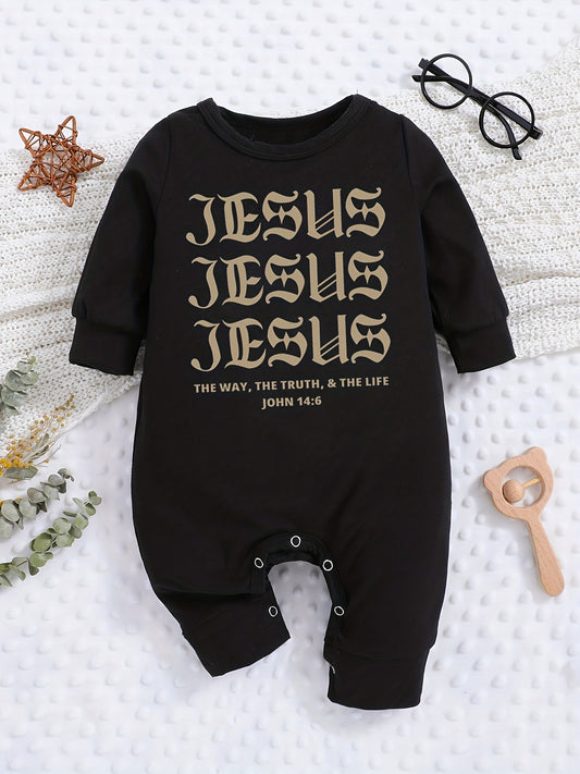 JESUS Jesus Jesus Long Sleeve Christian Baby Onesie claimedbygoddesigns
