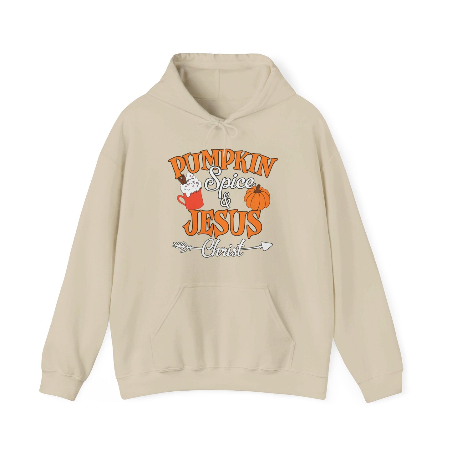 Pumpkin Spice And Jesus Christ Halloween Unisex Christian Pullover Hooded Sweatshirt