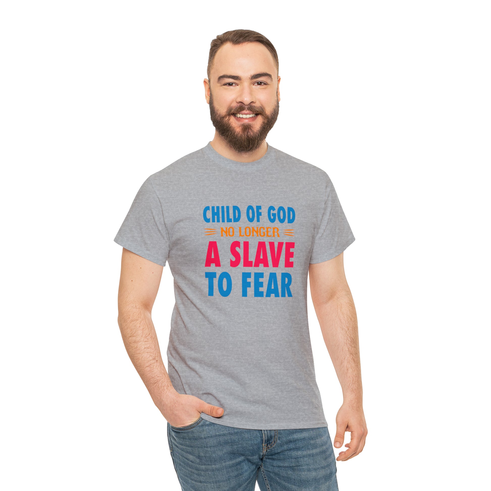 Child Of God No Longer A Slave To Fear Unisex Heavy Cotton Tee Printify