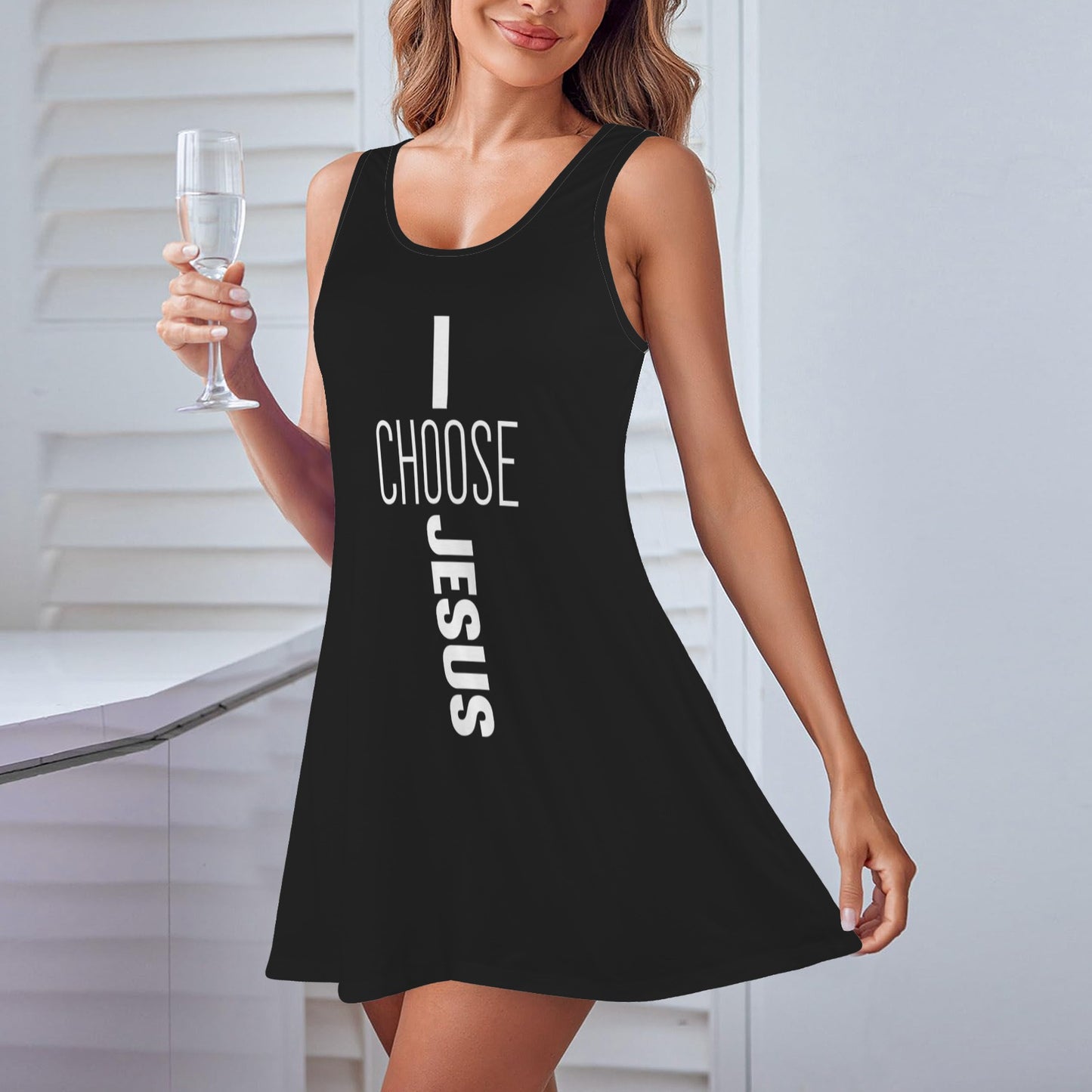 I Choose Jesus Women's Christian Racer Vest Pajama Nightdress