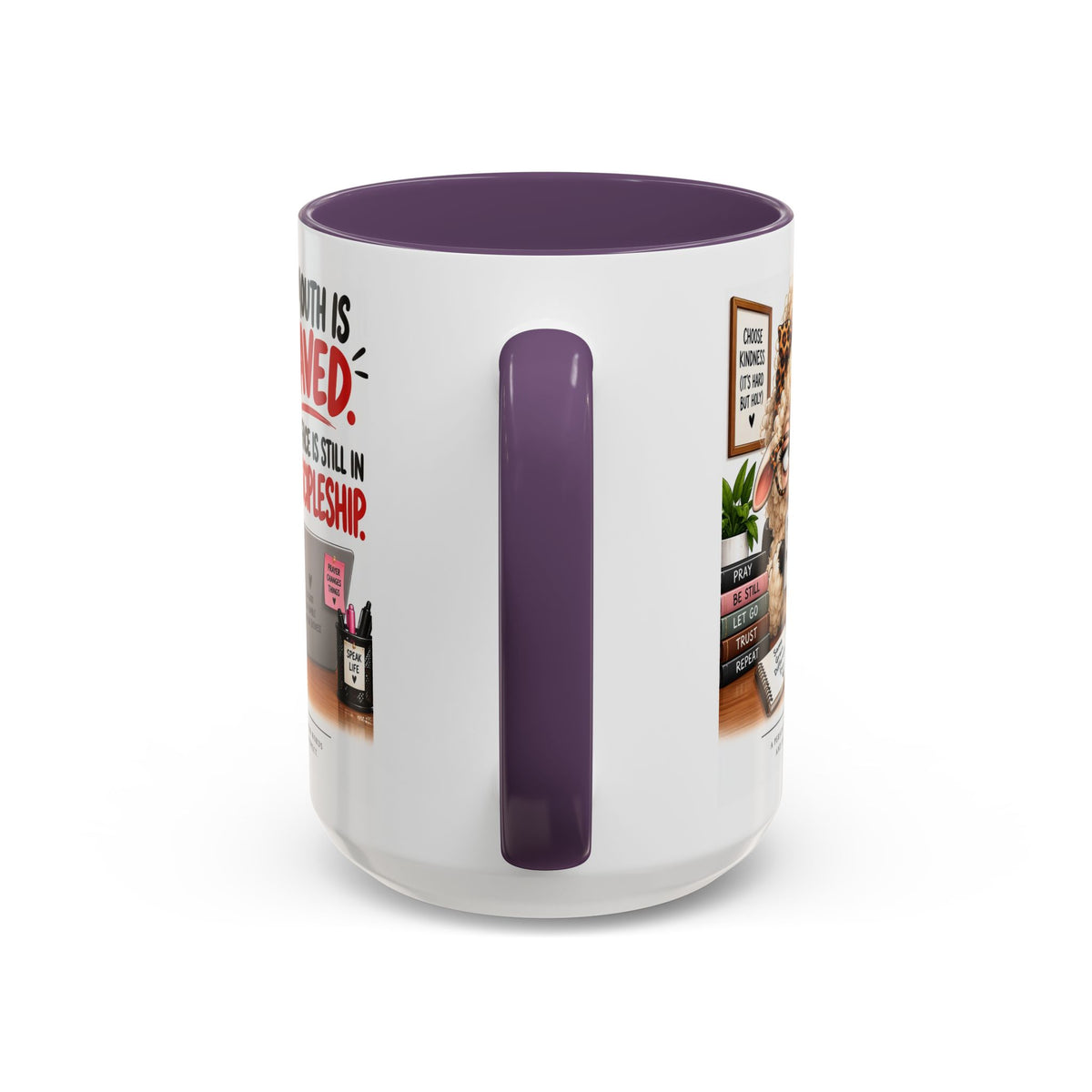 Saved & Sassy Sheep Coffee Mug — "My Mouth Is Saved, My Face Is Still In Discipleship" Accent Mug
