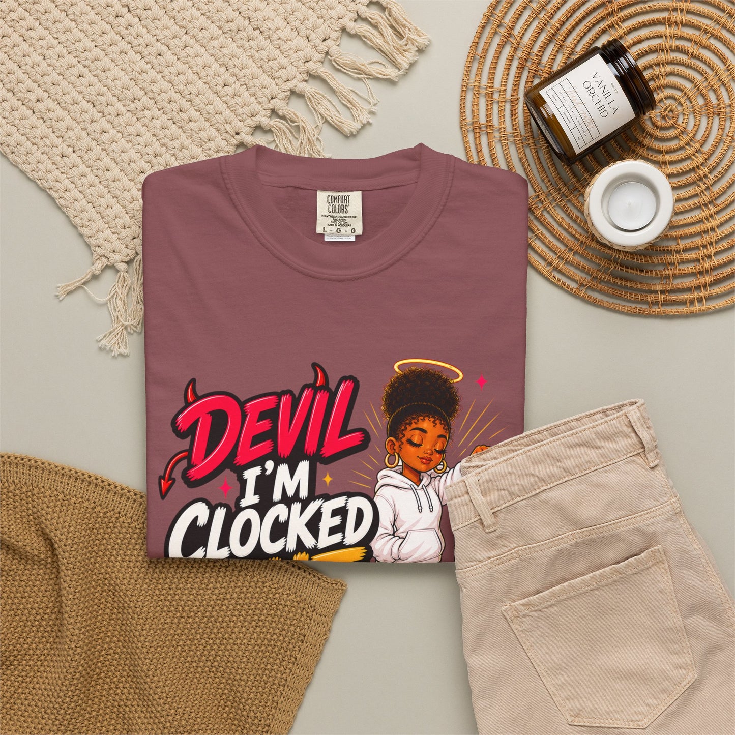 T-Shirt — "Devil I'm Clocked Out for Drama" Graphic Tee - ClaimedbyGodDesigns