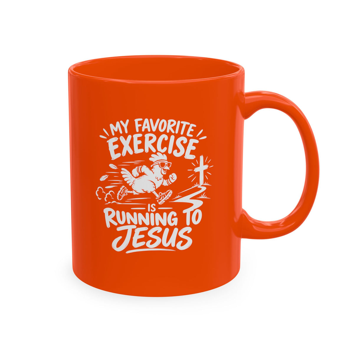 My Favorite Exercise Is Running to Jesus Christian Ceramic Mug