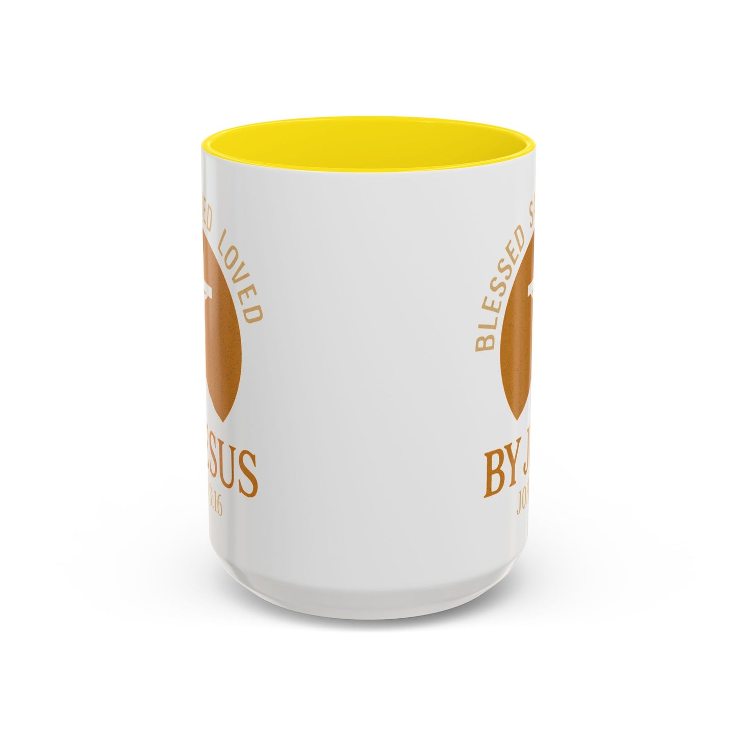 Inspirational Accent Coffee Mug - Blessed, Saved, Loved by Him | John 3:16
