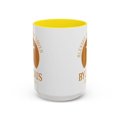 Inspirational Accent Coffee Mug - Blessed, Saved, Loved by Him | John 3:16