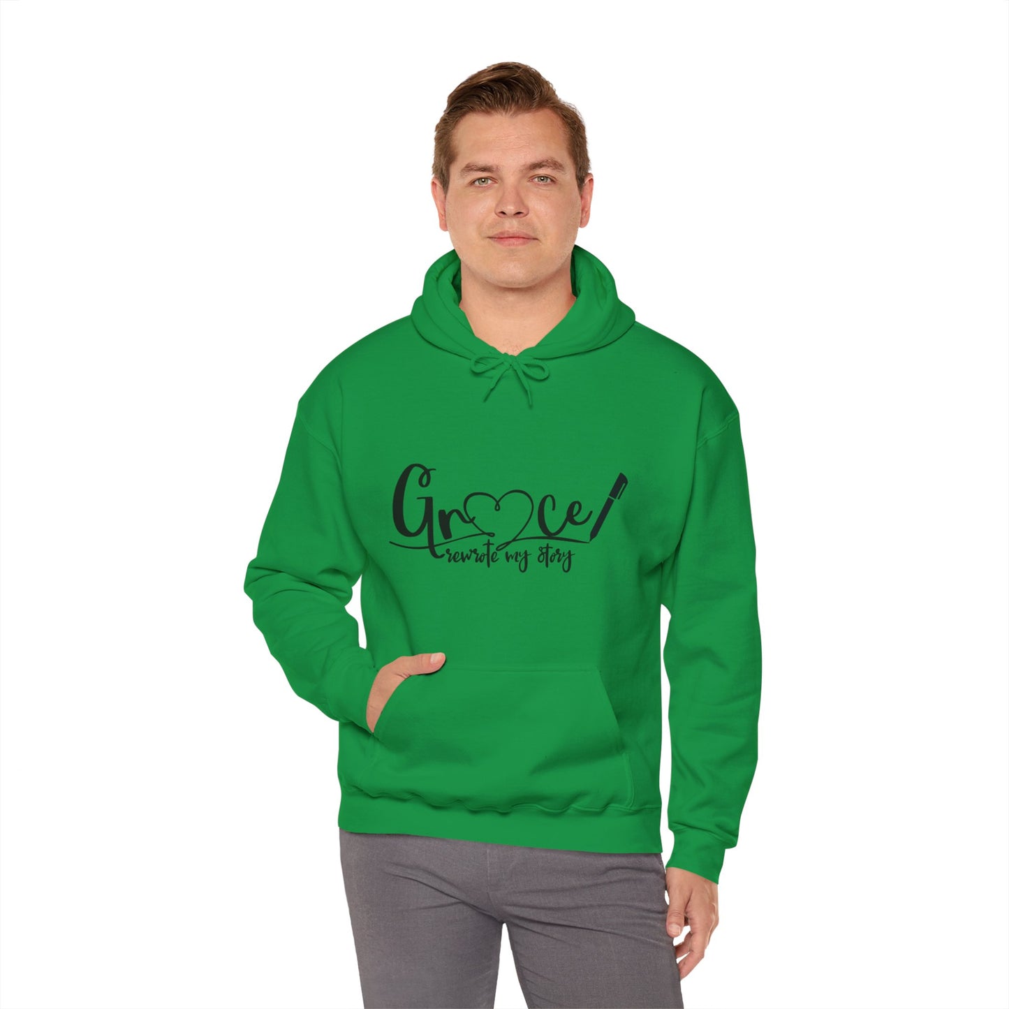 Grace Rewrote My Story Unisex Christian Pullover Hooded Sweatshirt