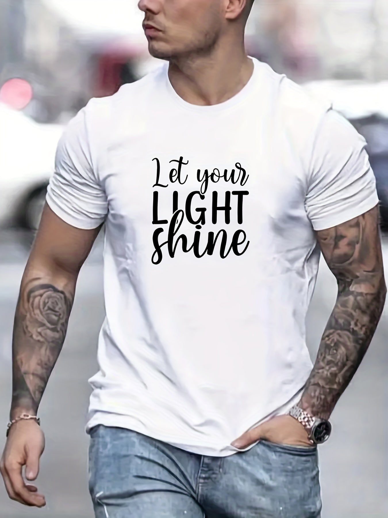 Let Your Light Shine Men's Christian T-shirt claimedbygoddesigns