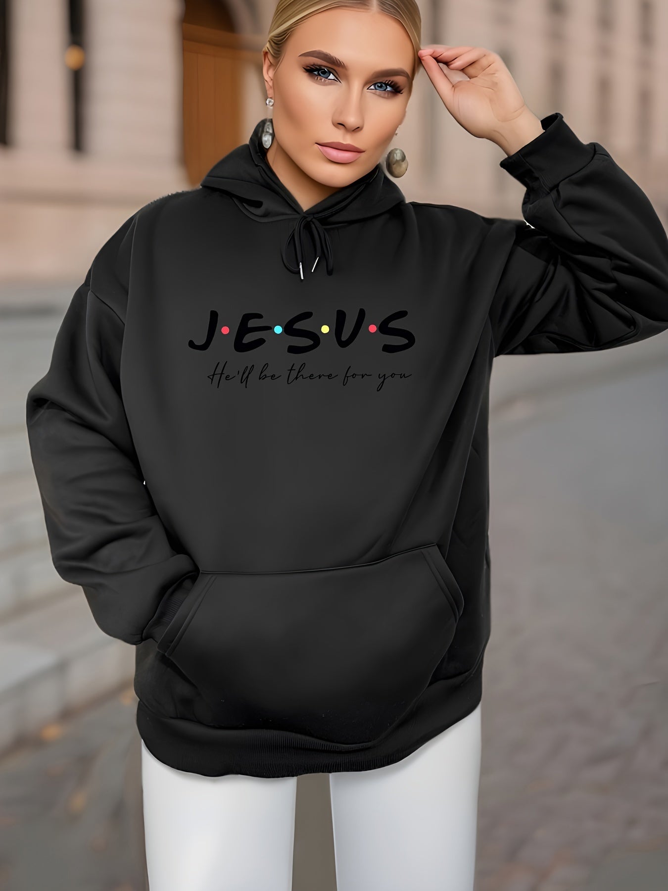 Jesus He'll Be There For You Women's Christian Pullover Hooded Sweatshirt claimedbygoddesigns