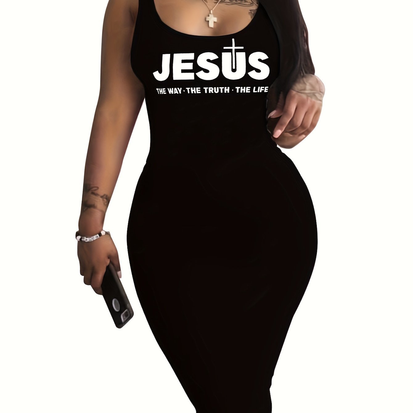 Jesus The Way The Truth The Life Plus Size Women's Christian Casual Dress claimedbygoddesigns