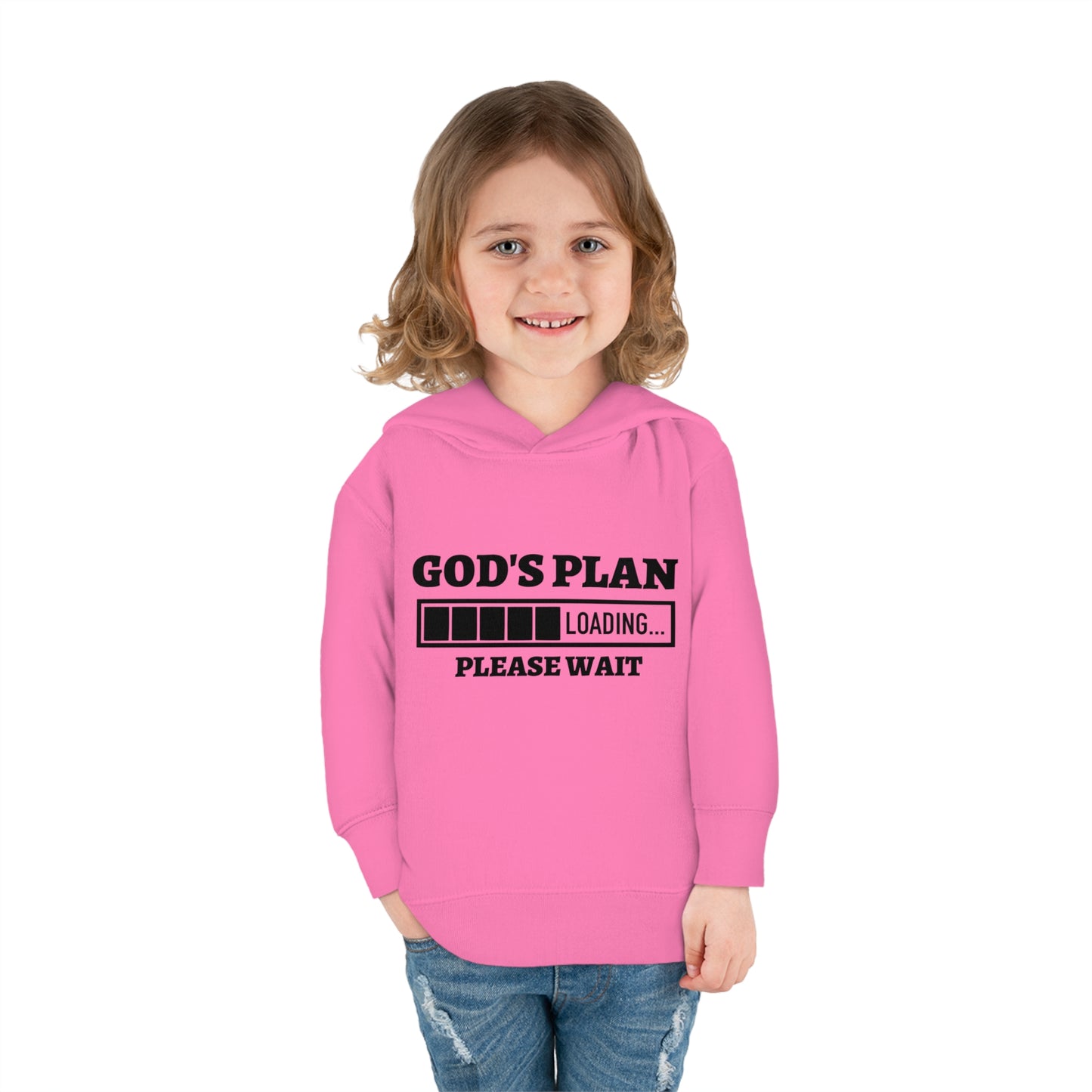 God's Plan Loading Please Wait Toddler Pullover Fleece Hooded Sweatshirt