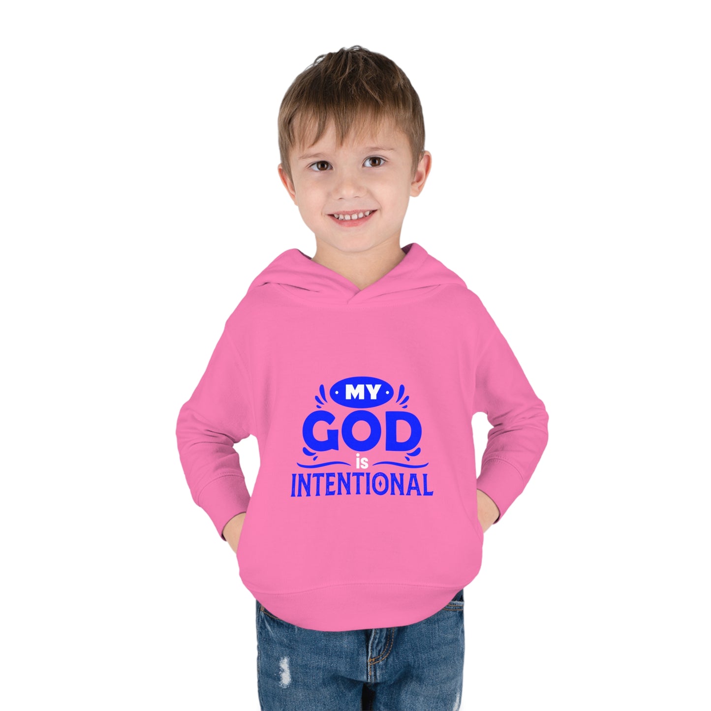 My God Is Intentional Toddler Pullover Fleece Hoodie Printify