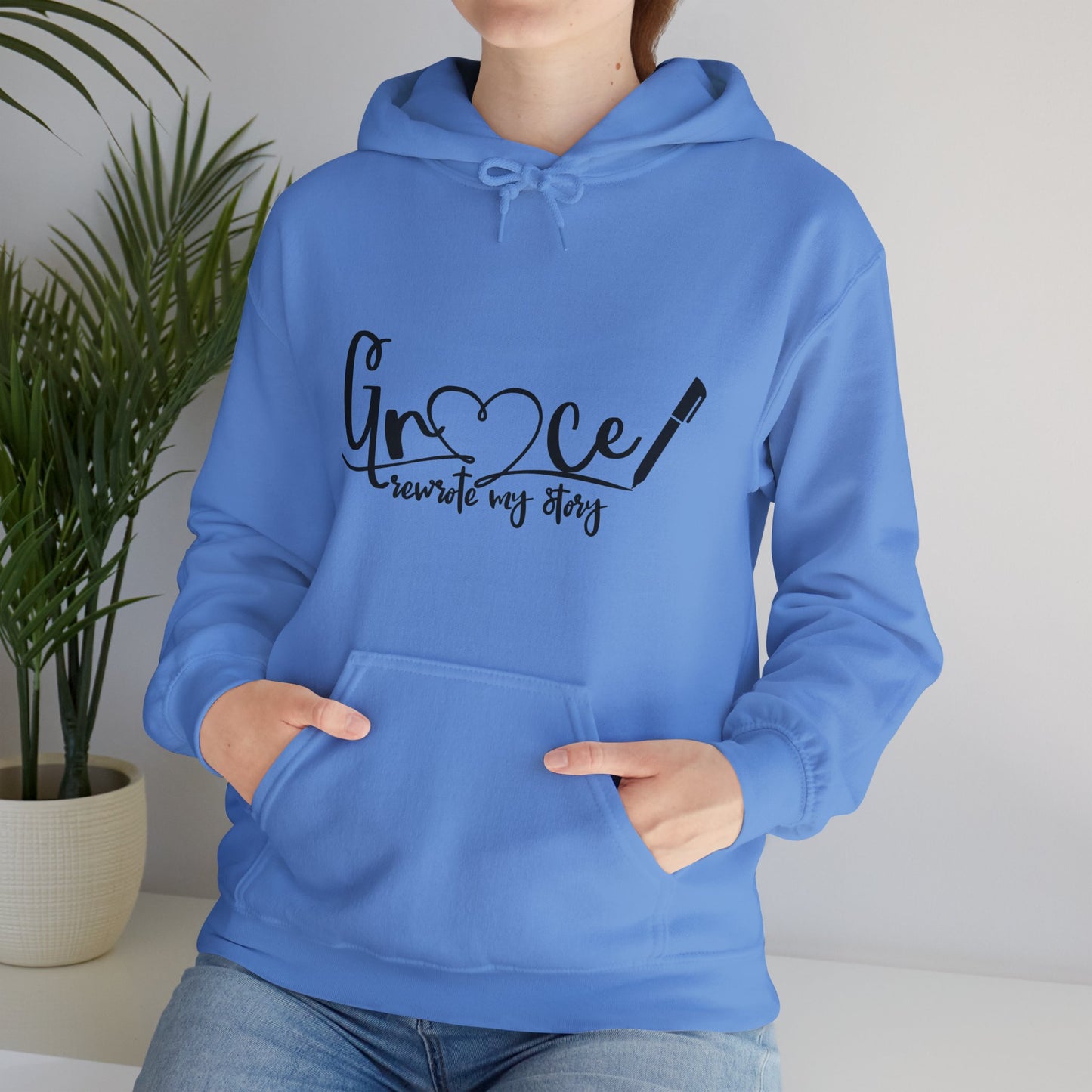 Grace Rewrote My Story Unisex Christian Pullover Hooded Sweatshirt