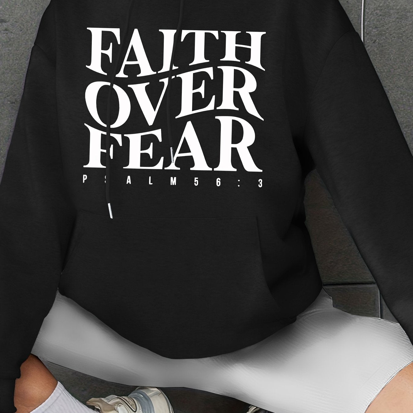 Faith Over Fear Women's Christian Pullover Hooded Sweatshirt claimedbygoddesigns