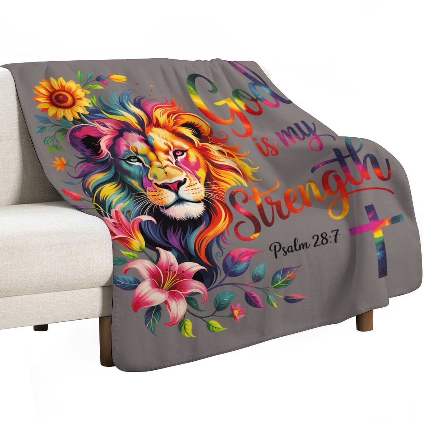 He Is My Strength Christian Sherpa Fleece Throw Blanket - ClaimedbyGodDesigns