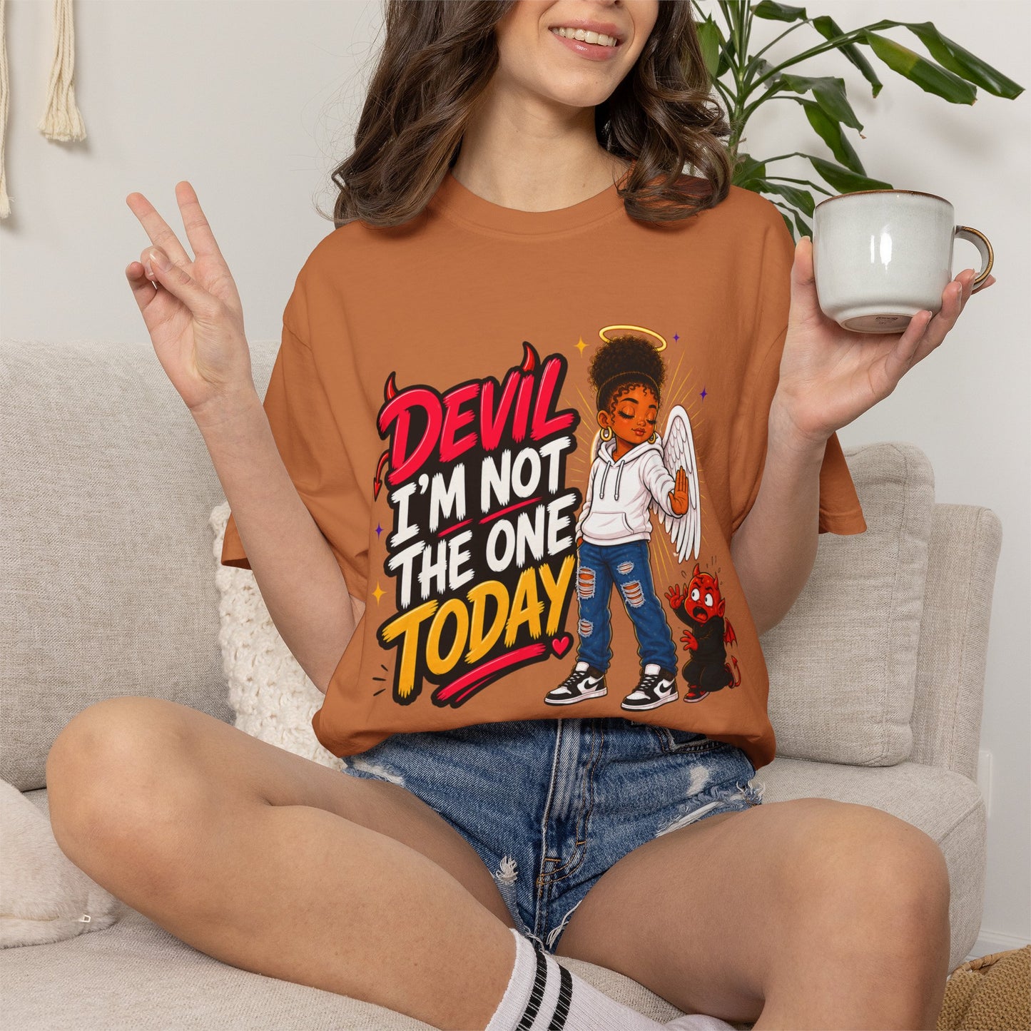 Devil I'm Not the One Today T-Shirt — Funny Angel vs Devil Graphic Tee - ClaimedbyGodDesigns