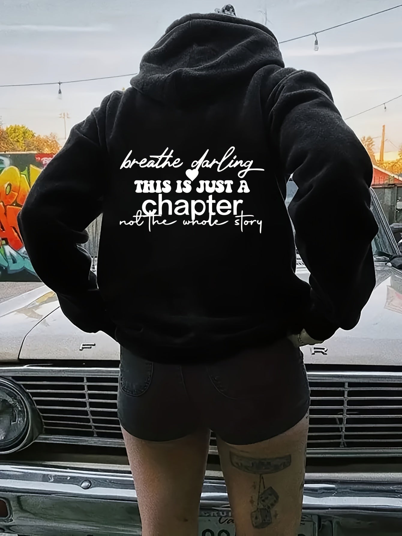 Breathe Darling: This Is Just A Chapter Plus Size Women's Christian Pullover Hooded Sweatshirt claimedbygoddesigns