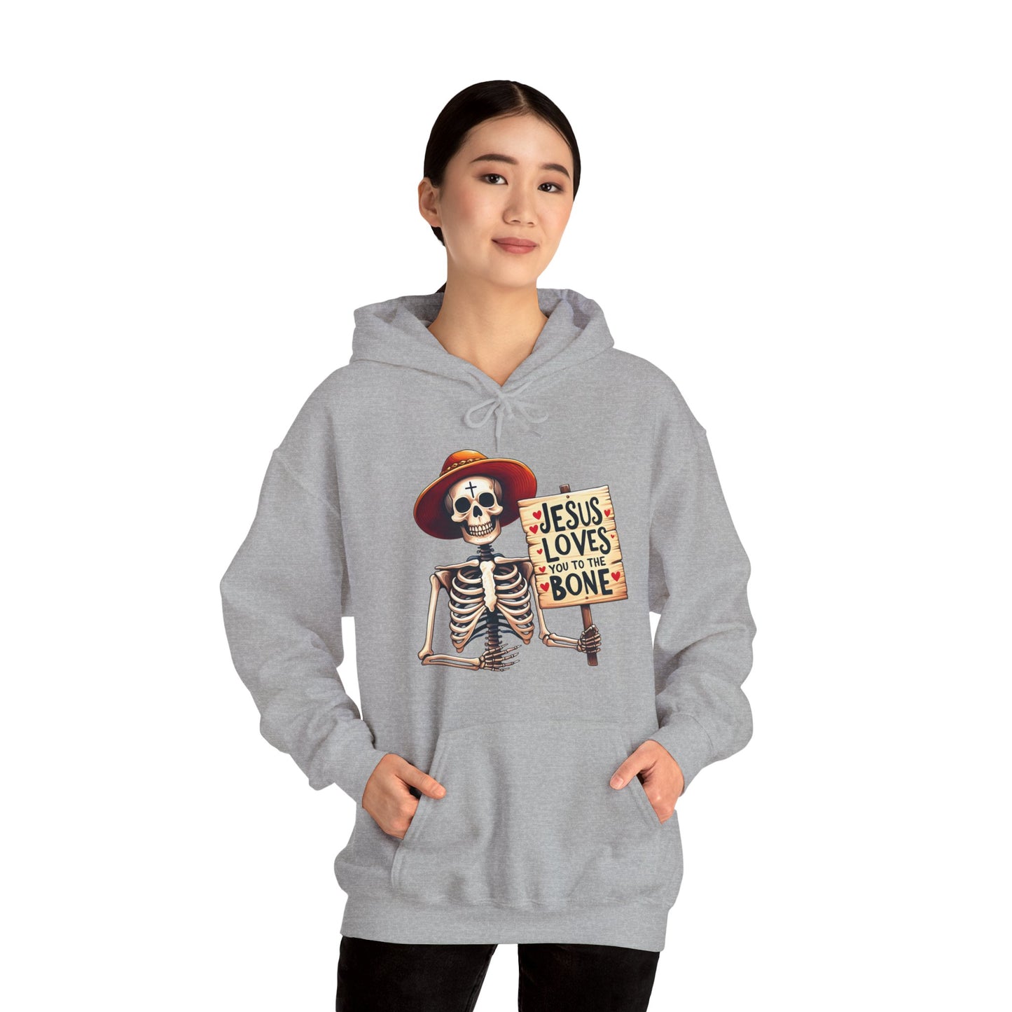 Jesus Loves You To The Bone (Halloween Themed) Unisex Christian Hooded Pullover Sweatshirt