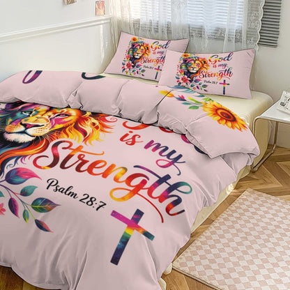 He Is My Strength 3 - PieceChristian Comforter Bedding Set - Full/Twin - ClaimedbyGodDesigns