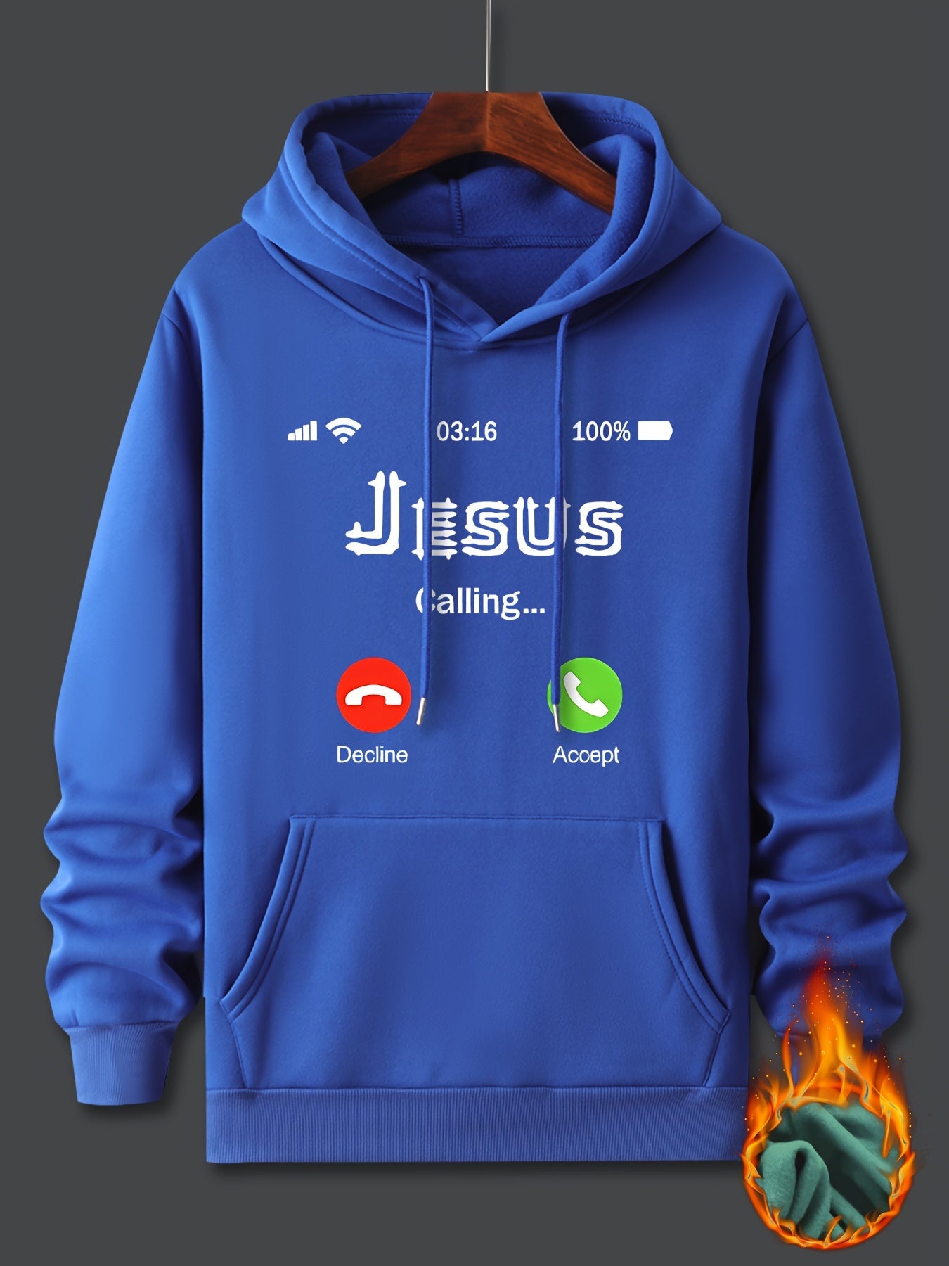 JESUS Is Calling Men's Christian Pullover Hooded Sweatshirt claimedbygoddesigns