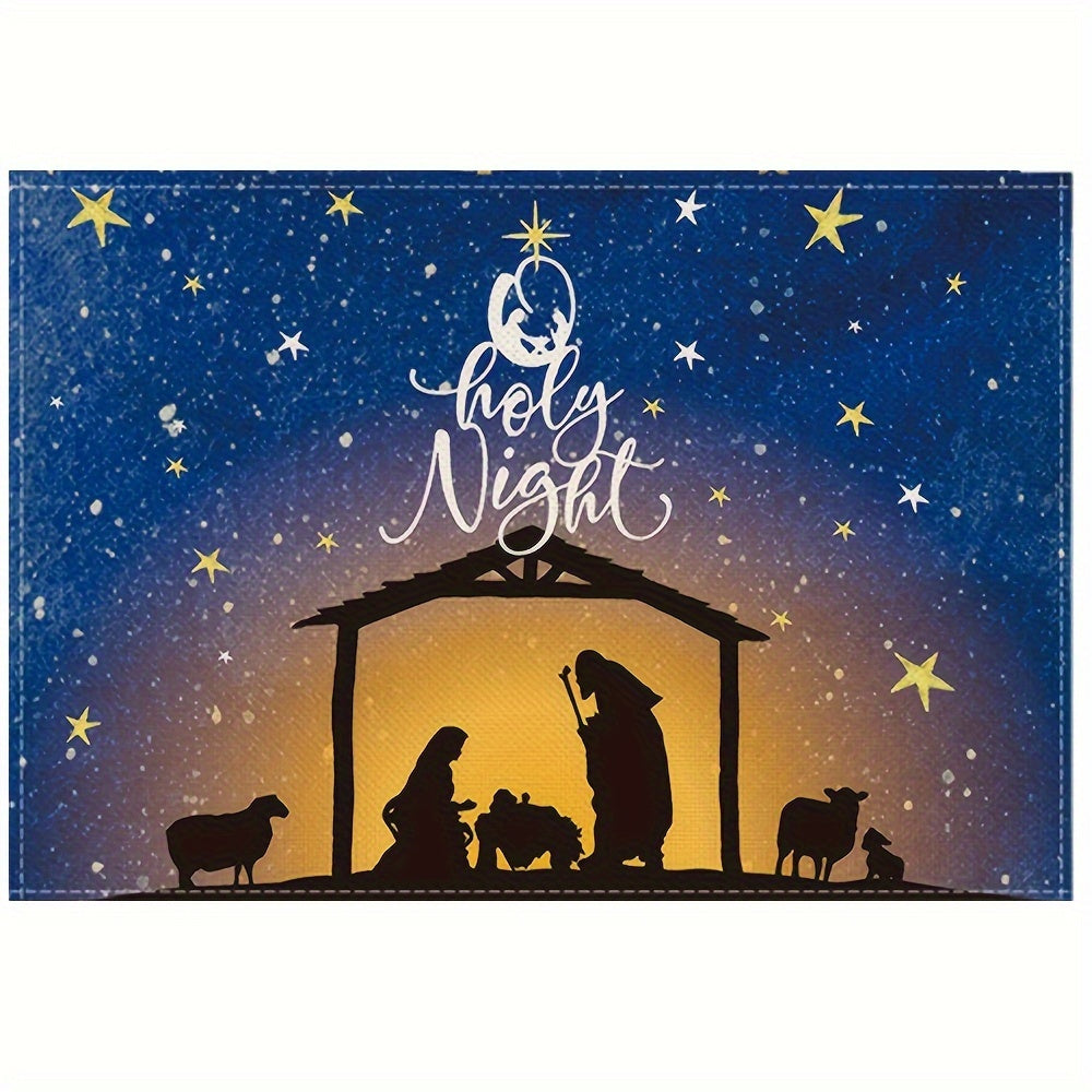 Holy Night Christmas Christian Table Placemat 12x18 Inches (4pcs) claimedbygoddesigns