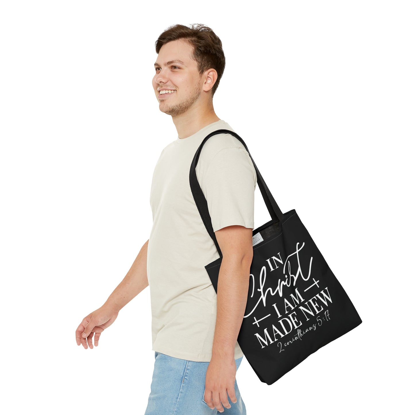 In Christ I Am Made New Christian Tote Bag