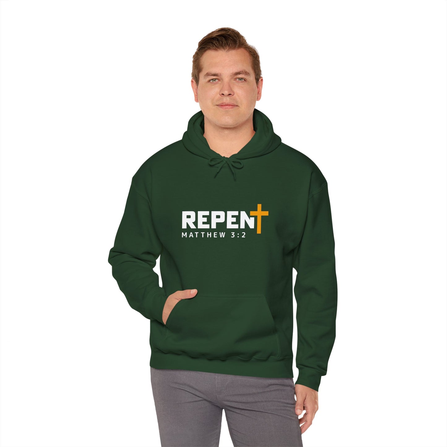 Repent (2) Christian Unisex Hooded Pullover Sweatshirt