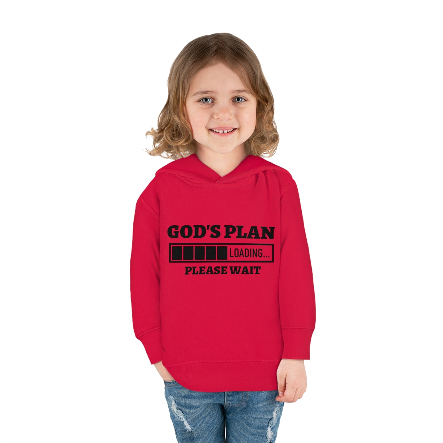 God's Plan Loading Please Wait Toddler Pullover Fleece Hooded Sweatshirt