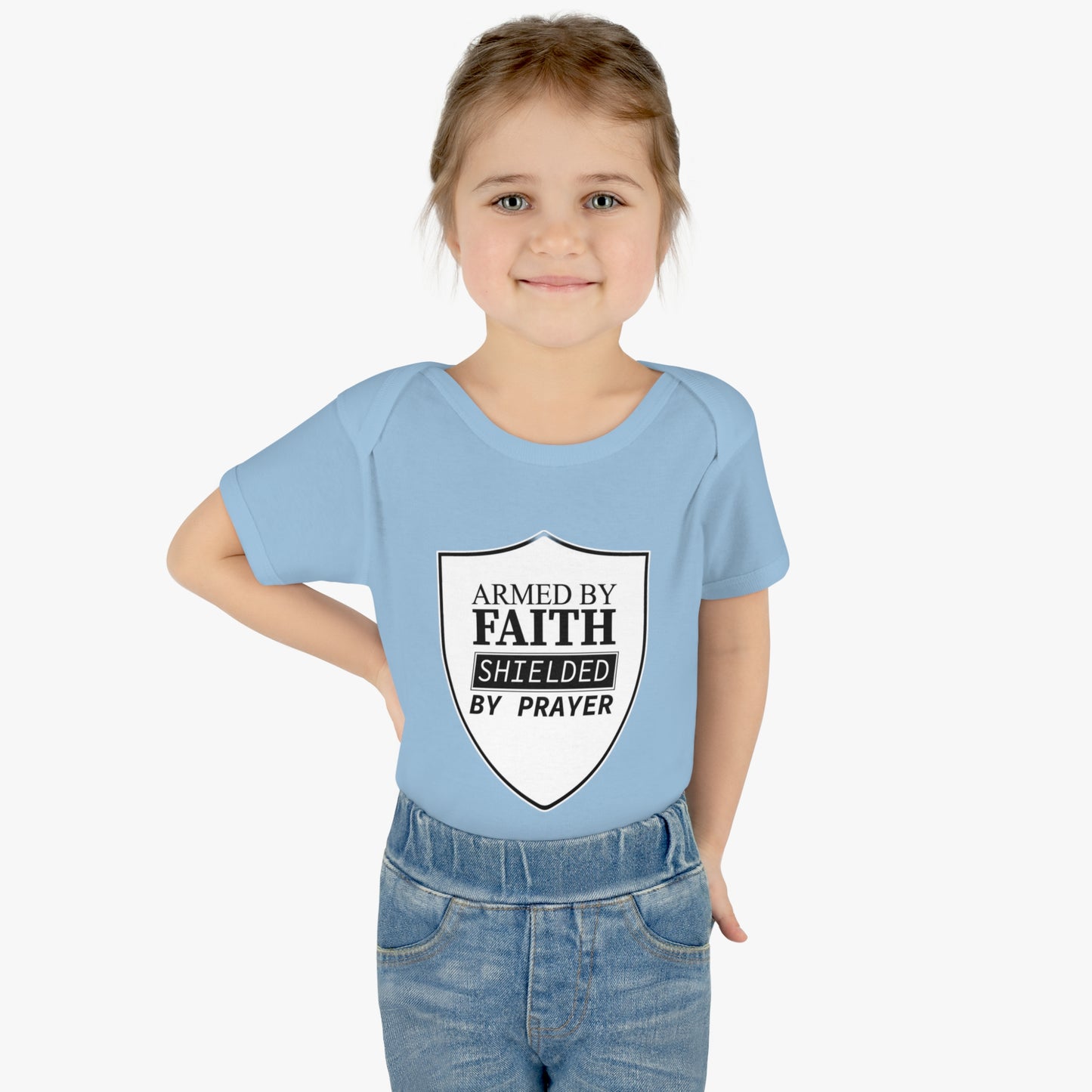 Armed By Faith Shielded By Prayer Christian Baby Onesie Printify