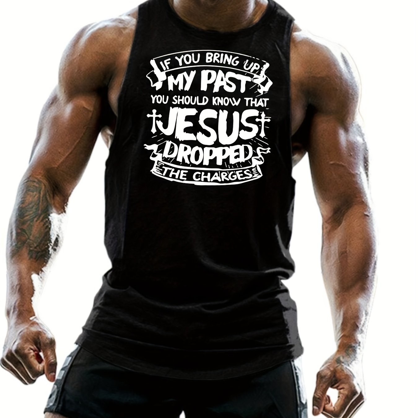 Jesus Dropped The Charges Plus Size Men's Christian Tank Top claimedbygoddesigns