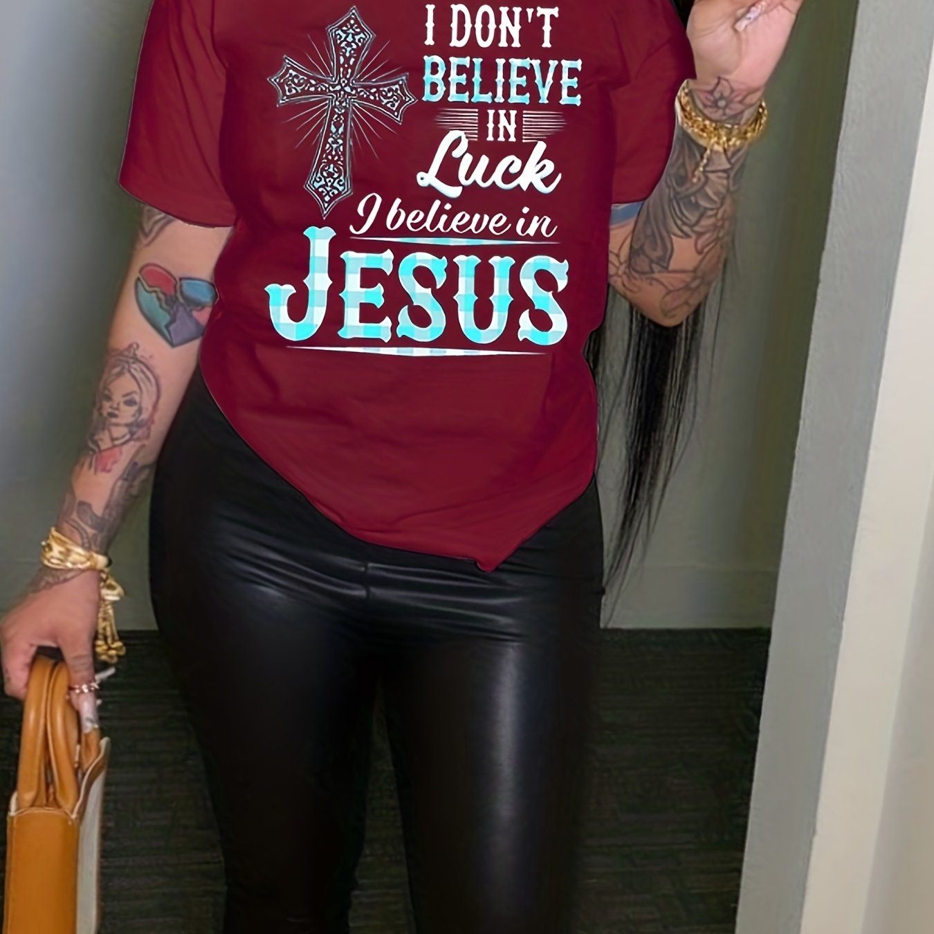 I Don't Believe In Luck I Believe In Jesus Women's Christian T-shirt claimedbygoddesigns