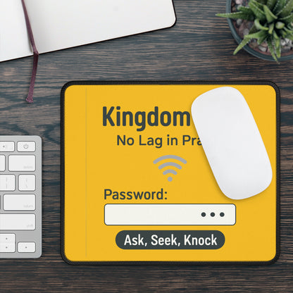 Kingdom WiFi Gaming Mouse Pad, Prayer Decor, Gamer Desk Accessory, Yellow Tech Gift, Christian Gamer Gift - ClaimedbyGodDesigns