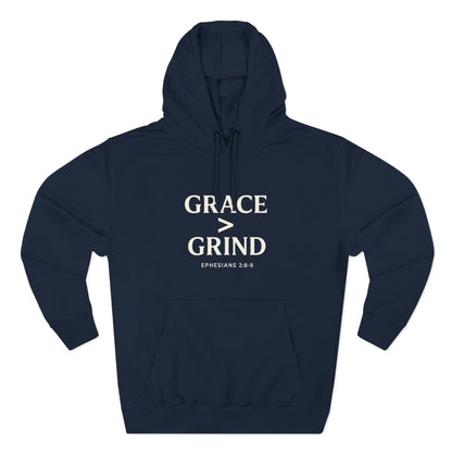 Grace > Grind Unisex Christian Hooded Sweatshirt - Inspirational Fleece Pullover Hoodie for Motivation, Perfect for Gifts, Casual Wear, Fitness, Spirituality - ClaimedbyGodDesigns