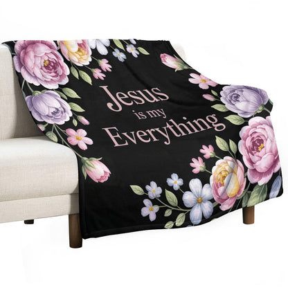 Jesus Is My Everything Christian Flannel Throw Blanket