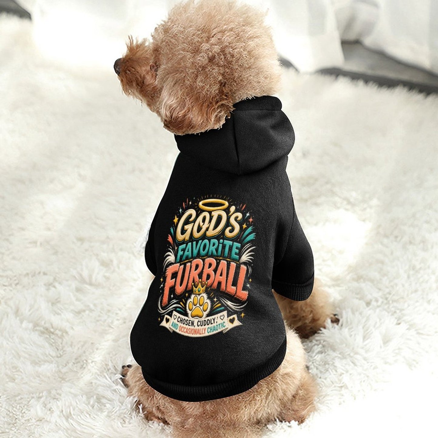 God's Favorite Furball Christian Pet Hooded Pullover Sweatshirt Dog/Cat Hoodie Warm, Soft & Breathable - ClaimedbyGodDesigns