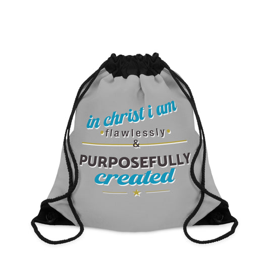 In Christ I Am Flawlessly & Purposefully Created Drawstring Bag