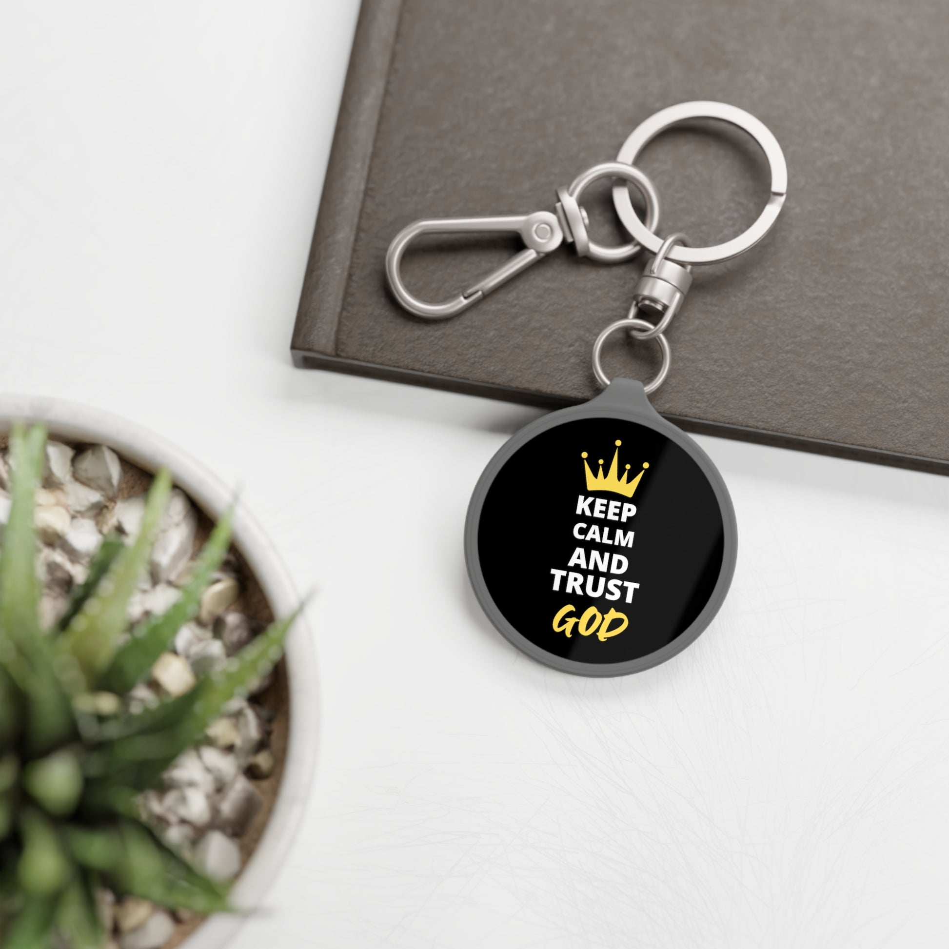 Keep Calm And Trust God Key Fob Printify