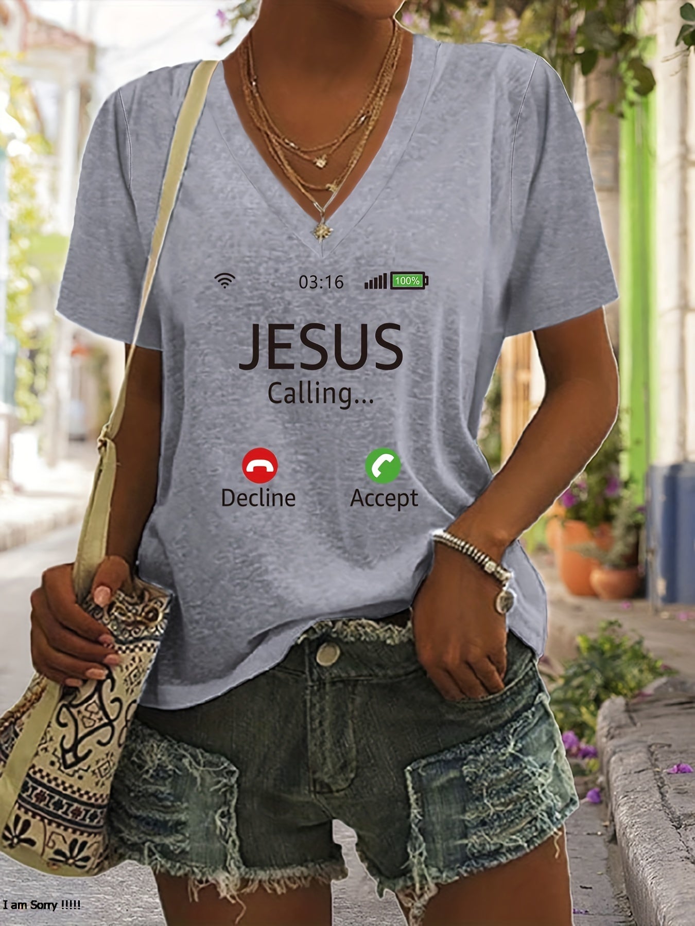 Jesus Is Calling Women's Christian V Neck T-Shirt claimedbygoddesigns