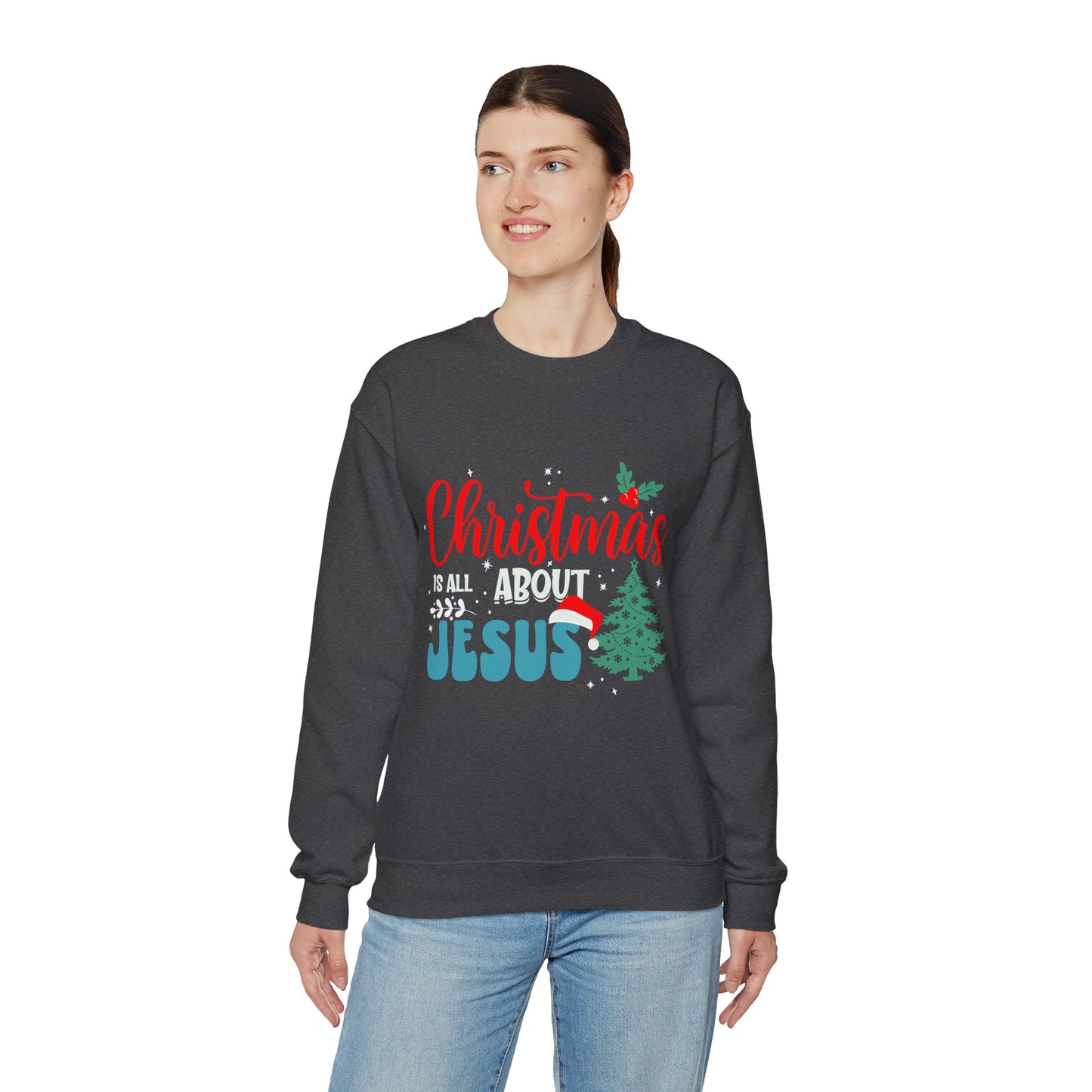 Christmas Is All About Jesus (Christmas Themed) Unisex Heavy Blend™ Crewneck Christian Sweatshirt