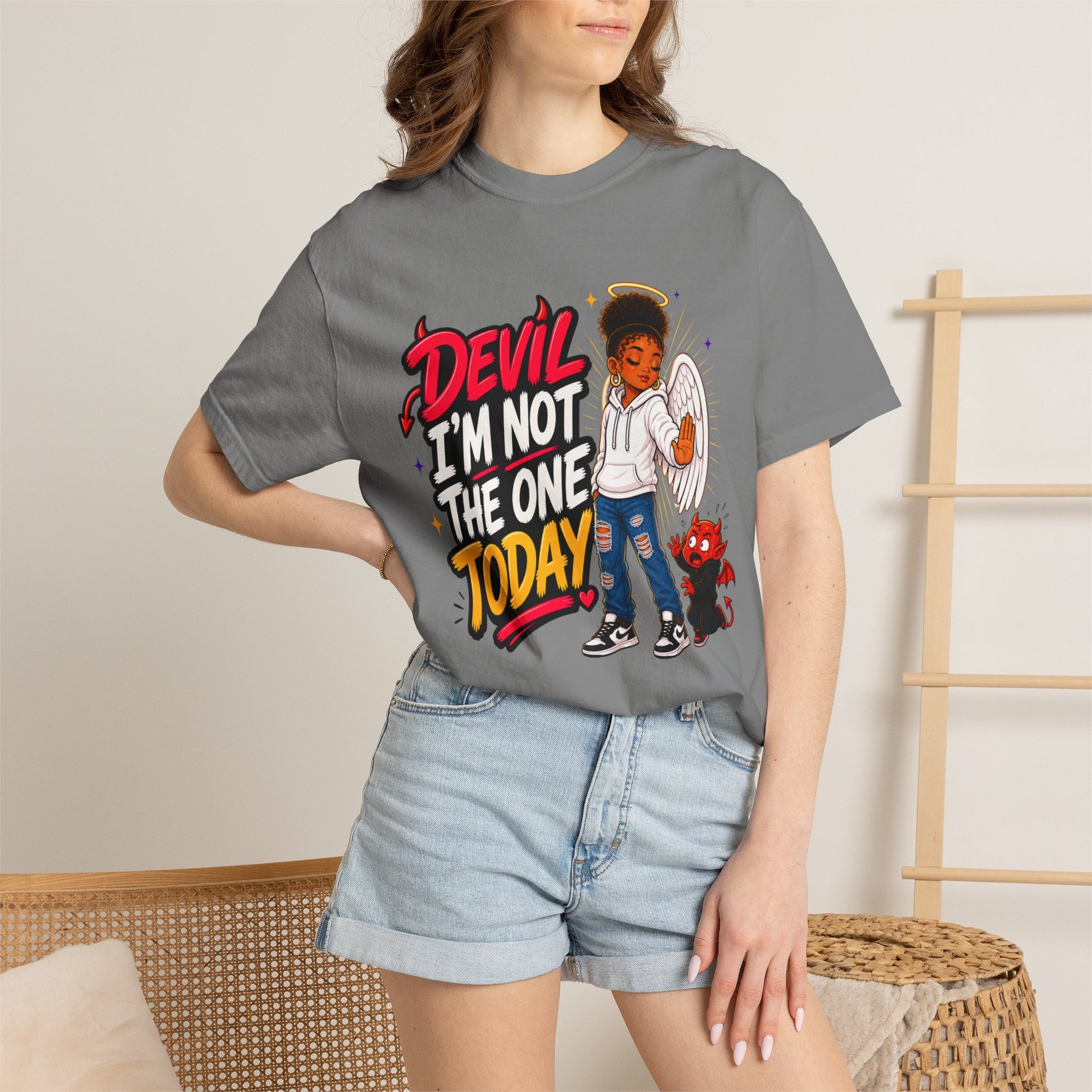 Devil I'm Not the One Today T-Shirt — Funny Angel vs Devil Graphic Tee - ClaimedbyGodDesigns