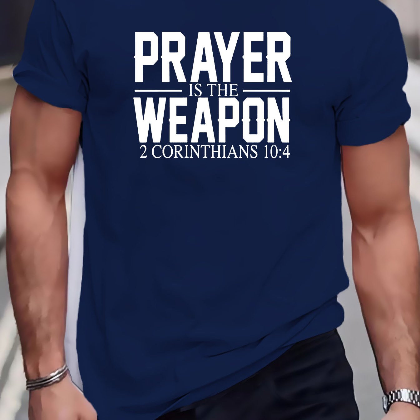 2 Corinthians 10:4 Prayer Is The Weapon Men's Christian T-shirt claimedbygoddesigns