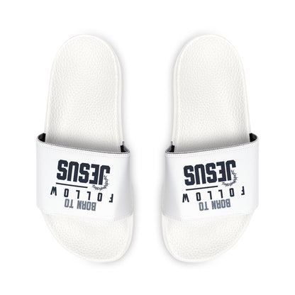 Men's Removable - Strap Sandals with 'Born to Follow Him' Design, Casual Footwear, Summer Sandals, Christian Gifts, Relaxed Style, Beachwear - ClaimedbyGodDesigns