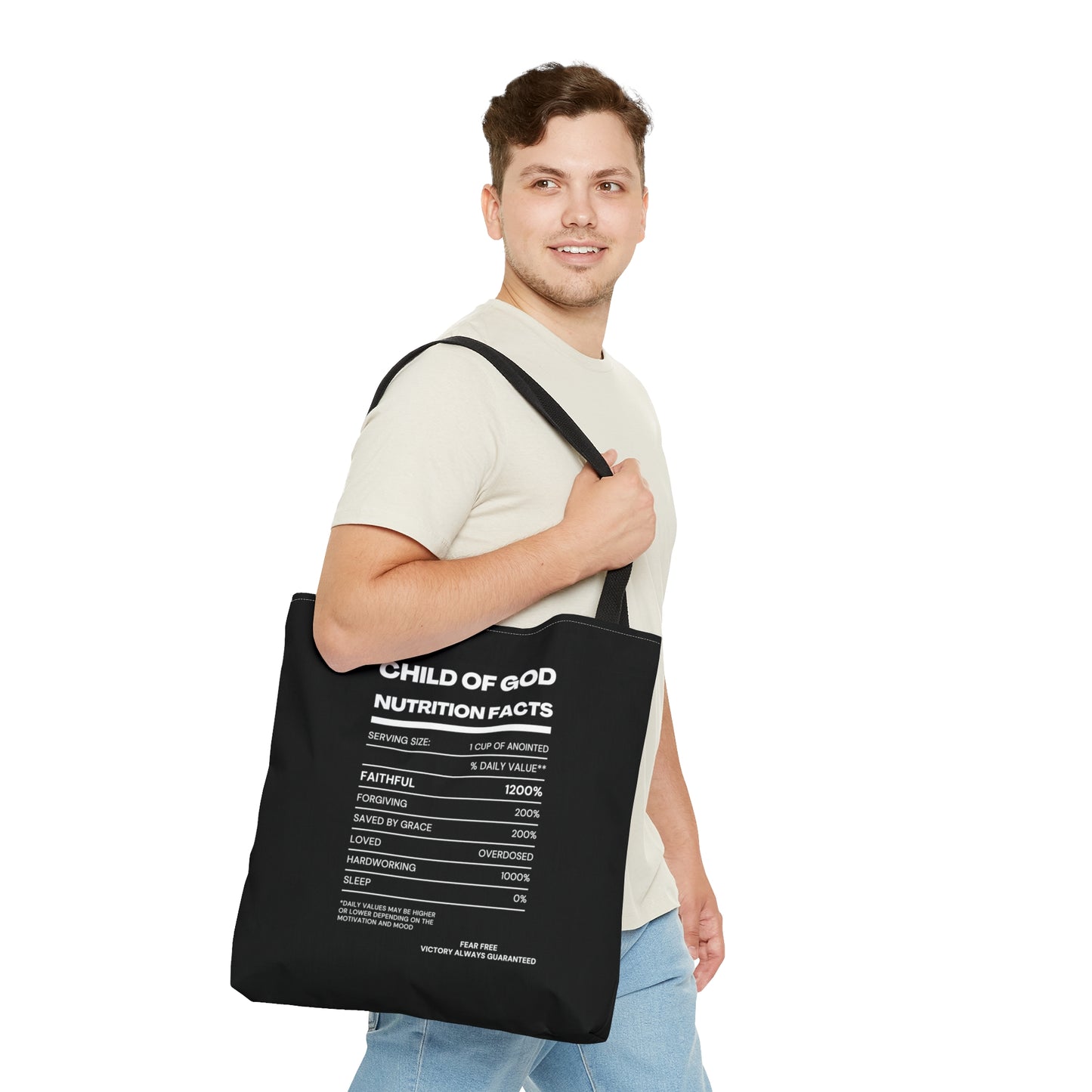 Child Of God Nutrition Facts Tote Bag Printify