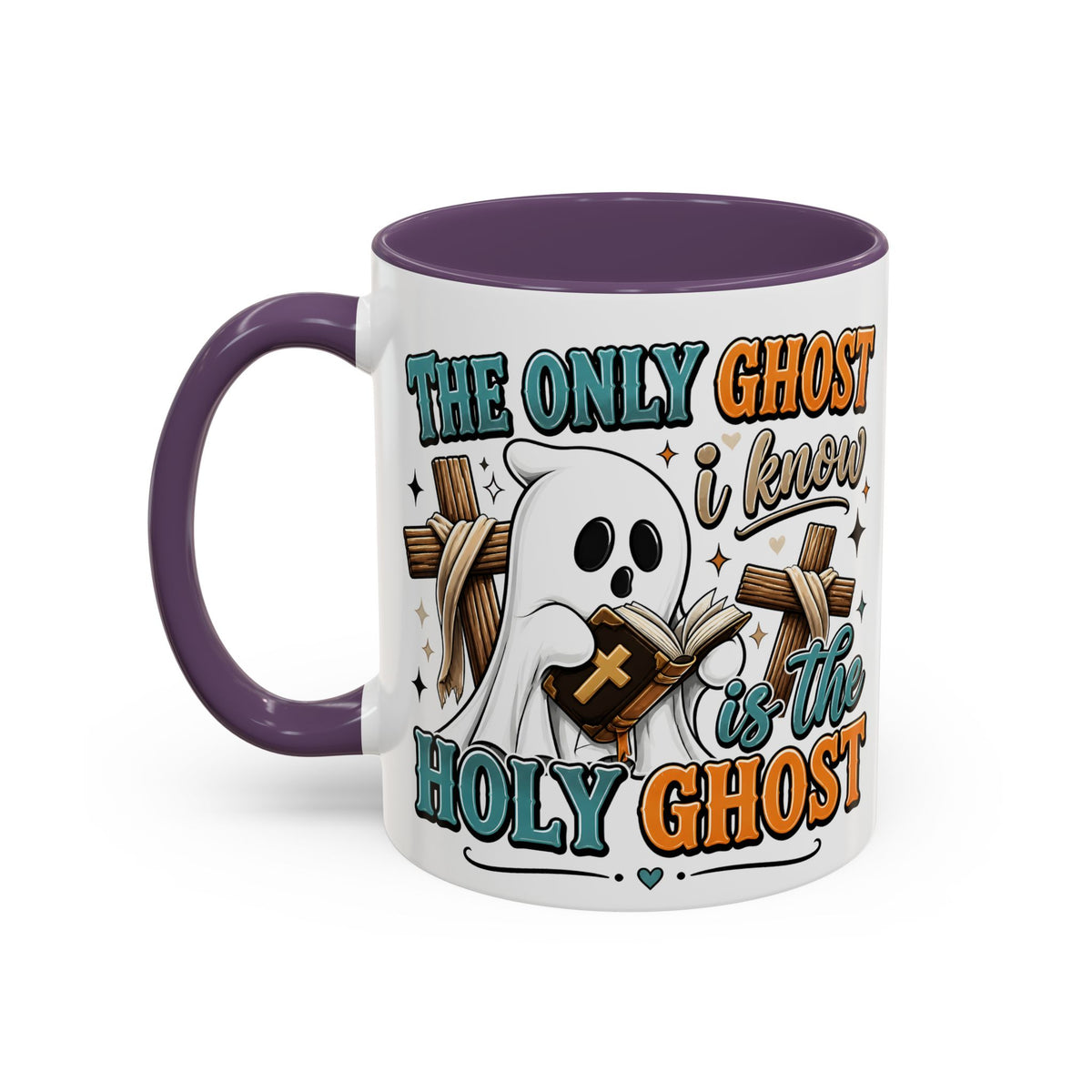 Accent Mug — "The Only Ghost I Know Is the Holy Ghost" Christian Halloween Coffee Cup