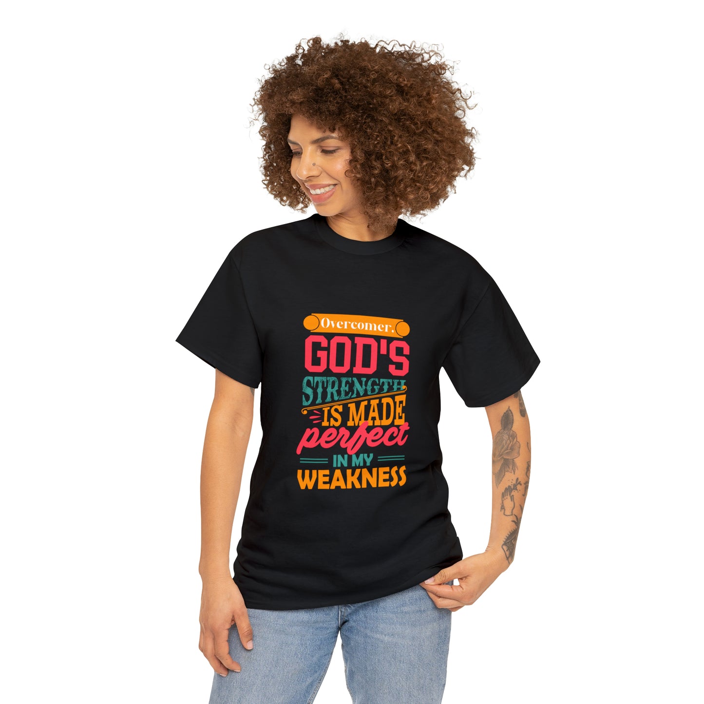 Overcomer God's Strength Is Made Perfect In My Weakness Unisex Heavy Cotton Tee